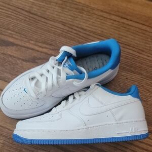 Nike Air Force 1 White and Blue Shoes